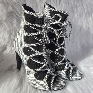BIGONI Lace-Up Party Sexy High Heel Ankle Boots Size 38